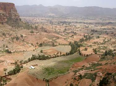 Vista Tabia rural de la región de Tigray